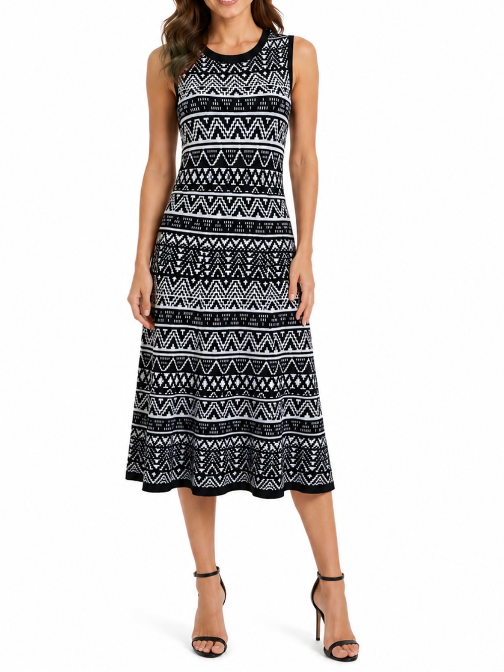 Altar’d State Rayon Black/white Sleeveless Knit A-Line Mini Dress Size‎ S